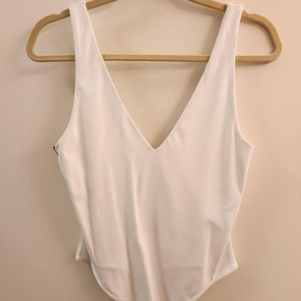 Babaton White Contour V-Neck Bodysuit